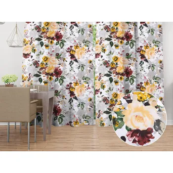 ubrus Bavlněný závěs Sandra SA-217 Velké žluté květy 150x140 cm