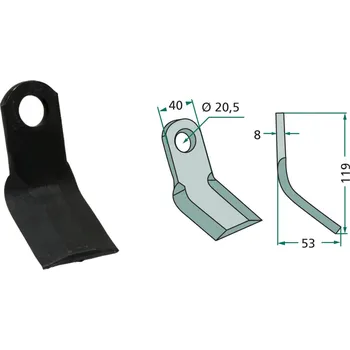 Mulčovací Y-nůž pro Zanon, 119/8/20,5 mm