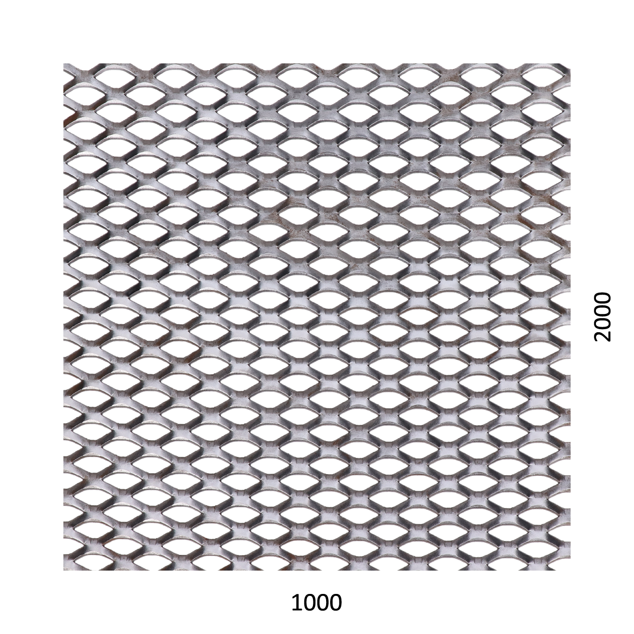 tahokov Fe kosočtvercová oka: 22x12mm, můstek: 3mm (2000x1000x2mm)