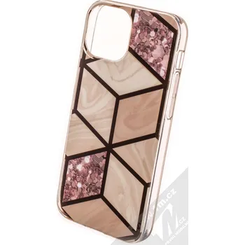 Pouzdro na mobilní telefon 1Mcz Geometric Marble Cover ochranný kryt pro Apple iPhone 13 mini růžově zlatá (rose gold)