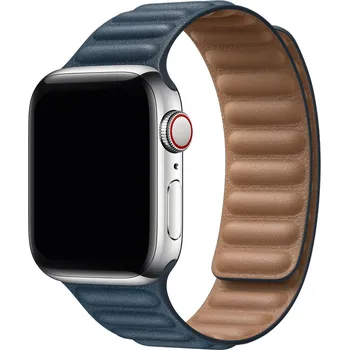 MůjMiBand.cz Prémiový magnetický loop z pravé kůže řemínek pro Apple Watch 38mm/40mm/41mm/42mm Barva: baltská modrá