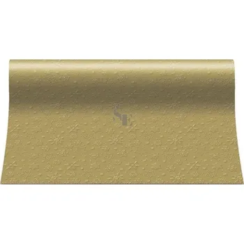 Vánoční dekorace Dekorační papírový ubrusový vánoční pás 33x480 cm organza Zlaté hvězdičky, vločky 118388, Stil