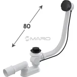 Alcadrain Sifon vanový automat se zátkou 45 mm s přepadem 800 mm, odpad 40/50 mm, černý, A55BLACK-80