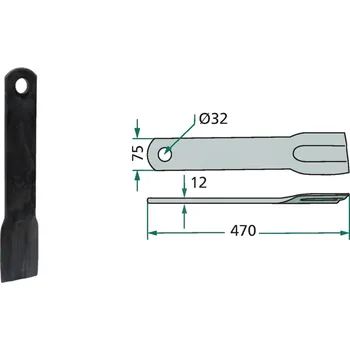 Pracovní nůž Mulčovací nůž pro Howard, 470/12/32 mm - 1