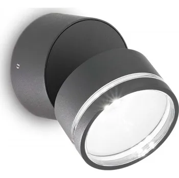 Venkovní osvětlení Ideal Lux 285450 LED venkovní nástěnné svítidlo Omega Ap Round 1x7W | 610lm | 3000K | IP54 - antracit + sada - Trio LED žárovka 2x10W | E27 | 3000K | 806lm