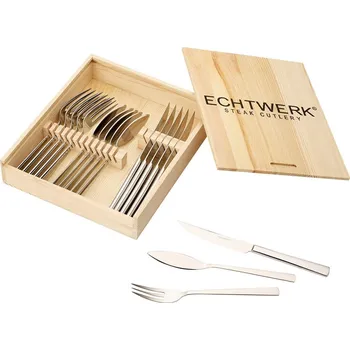 Příbor Příbory na steak a ryby ECHTWERK-SARRE 18 ks v dřevěné krabic