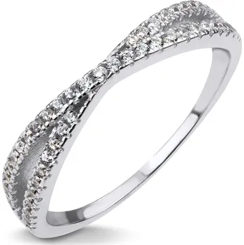 Prsten BRUNOshop.cz Stříbrný dvojitý kamínkový prsten se zirkony Velikost: 7 (EU: 54 - 56)