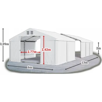 Zahradní stavba Skladový stan 6x13x2m střecha PVC 580g/m2 boky PVC 500g/m2 konstrukce LÉTO PLUS Bílá Bílá Bílá