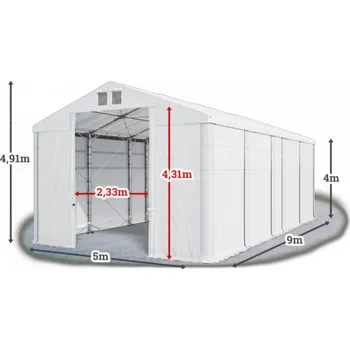 Zahradní stan Skladový stan 5x9x4m střecha PVC 580g/m2 boky PVC 500g/m2 konstrukce POLARNÍ Bílá Bílá Bílá