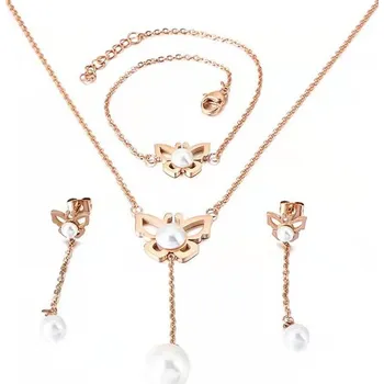 Souprava šperků IZMAEL Set FA 15092 Zlatá/Růžová KP15092