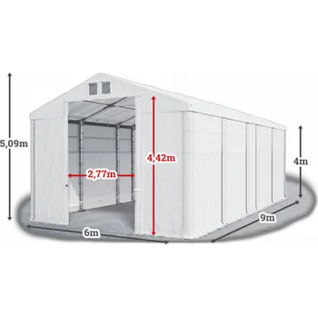 Zahradní stan Skladový stan 6x9x4m střecha PVC 580g/m2 boky PVC 500g/m2 konstrukce ZIMA Bílá Bílá Bílá