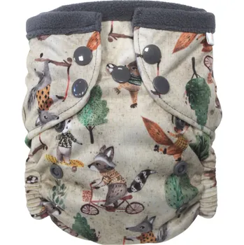 Plenkové kalhoty Breberky Kapsová plenka (S), bez křidélek - Vlk na koloběžce PAT