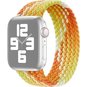 Řemínek na hodinky Nylonový řemínek s barevným copánkovým vzorem pro Apple Watch 42mm / 41mm / 40mm / 38mm - M - žlutooranžový