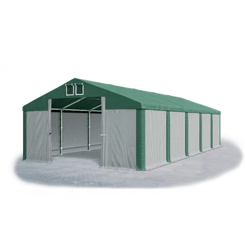 Zahradní stan Skladový stan 5x14x2m střecha PVC 560g/m2 boky PVC 500g/m2 konstrukce LÉTO Zelená Šedá Zelená