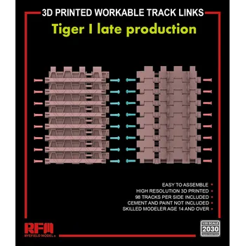 Plastikový model Ryefield model 1/35 3D printed Workable track links for Tiger I late
