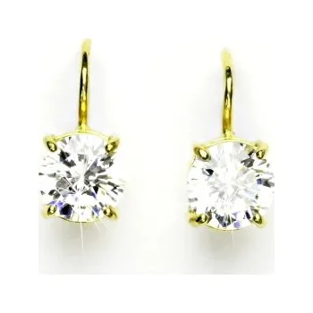 Drahý kámen Zlaté náušnice, žluté i bílé zlato, přírodní křišťál 8 mm - NK 1357