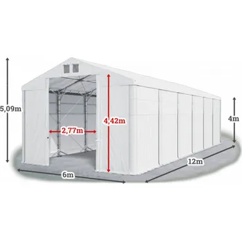 Zahradní stan Skladový stan 6x12x4m střecha PVC 560g/m2 boky PVC 500g/m2 konstrukce POLÁRNÍ PLUS Bílá Bílá Bílá