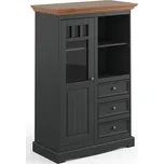 Nízká vitrína z masivu Belluno Elegante 1 - grafit / dub