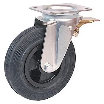 Pojezdové kolečko PNB 160/GRD Otočné kolo s černou obručí a opačnou brzdou