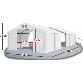 Zahradní stavba Skladový stan 6x21x2m střecha PVC 580g/m2 boky PVC 500g/m2 konstrukce POLÁRNÍ Bílá Bílá Bílá