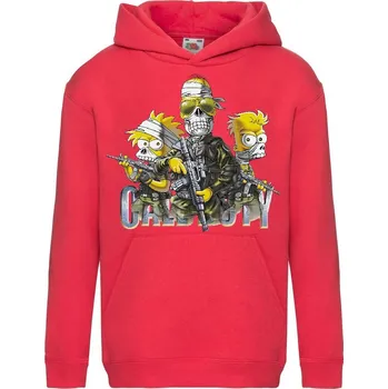 Chlapecká mikina dětská levná mikina, kapuce, Simpsoni, Call of Duty Barva: Red - červená, velikost: 152