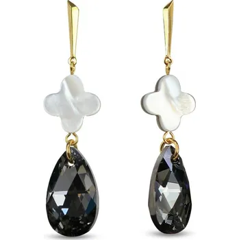 Náušnice Stříbrné pozlacené náušnice šedé Clover KWG6106SN1MPB Silver Night