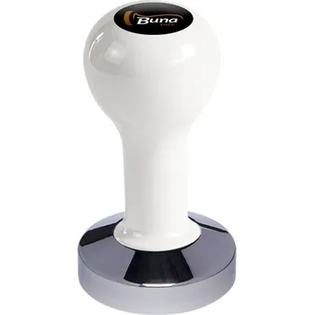 Buna café tamper, kov, bílý, TP, 58.35 mm, nerez lesk, konvexní