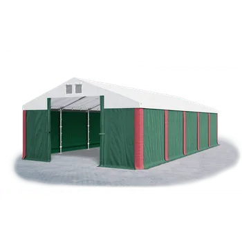 Zahradní stan Skladový stan 8x12x2m střecha PVC 560g/m2 boky PVC 500g/m2 konstrukce ZIMA PLUS Bílá Zelená Červená