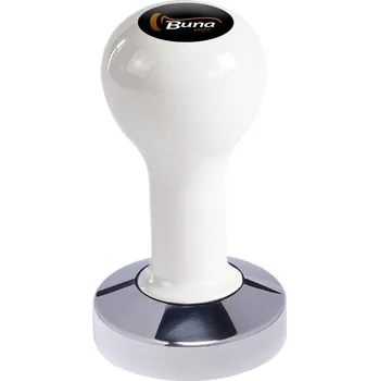 Buna café tamper, kov, bílý, TP, 58.55 mm, nerez lesk, plochý