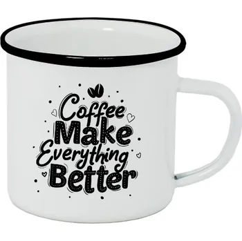 Pánské oblečení Plecháček - smaltový lem s potiskem Káva děla vše lepší