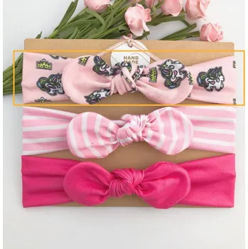 Ozdoba do vlasů Dětská čelenka s mašlí, bavlněná, růžová s poníkem