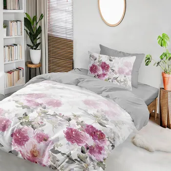 Povlečení Recenze Entuzia Akuma pivoňky/růžové 140 x 200, 70 x 90 cm zipový uzávěr