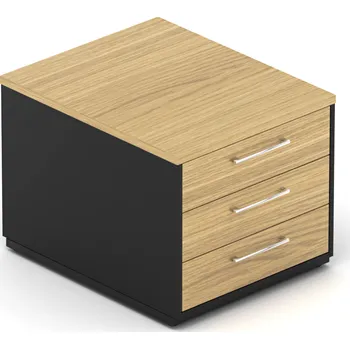 Zásuvkový kontejner NABYTEK-DESIGNOVY.CZ - DEKB66 - Komoda kancelářská EPIC, 3 zás., 66cm délka, 60/80cm hloubka, dub/černá