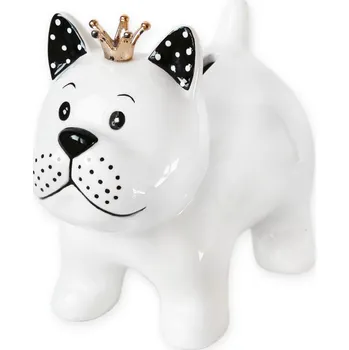 Vánoce Pejsek s korunkou pokladnička - 13 cm