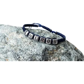 Náramek WUX Modrý vlastní text VELIKOST NÁRAMKU: Dámská...16cm, PRŮMĚR PROVÁZKU: Ø 1mm, BARVA KORÁLKU S PÍSMENEM: Stříbrný korálek