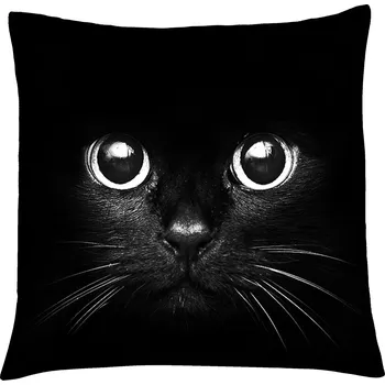 Polštář Polštář s motivem kočky 01, černá, Mybesthome 40x40 cm Varianta: Povlak na polštář s prošívanou výplní, 40x40 cm