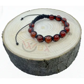 Náramek WUX Shamballa Vermelho červený achát VELIKOST NÁRAMKU: Dětská.....14cm, BARVA PROVÁZKU: Modrá, PRŮMĚR PROVÁZKU: Ø 1mm