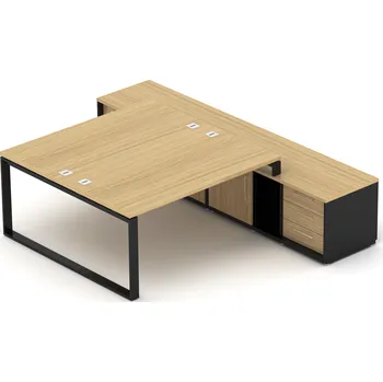 Kancelářská sestava NABYTEK-DESIGNOVY.CZ - DEBZ19O - Kancelářská sestava EPIC Z19 O pro dvě osoby, dub/černá