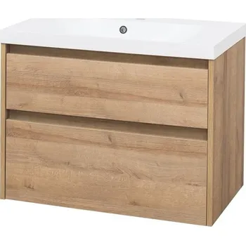 Koupelnový nábytek Opto, koupelnová skříňka s umyvadlem z litého mramoru 81cm, dub Riviera CN921M