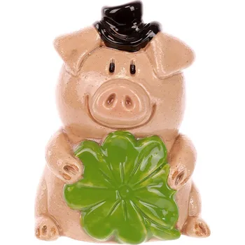 Pokladnička Autronic Kasička prase pro štěstí se čtyřlístkem
