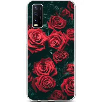 Pouzdro na mobilní telefon Kryt Vivo Y20s silikon Červené růžičky (obal neboli pouzdro na Vivo Y20s)