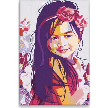 Malování podle čísel - Holčička v růžovém - 40x60 cm, bez dřevěného rámu - CZ výroba