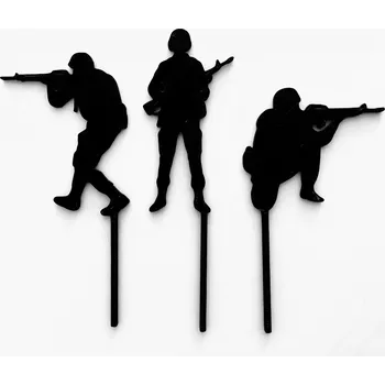 Dortová svíčka Zápichy - Vojáci 3ks