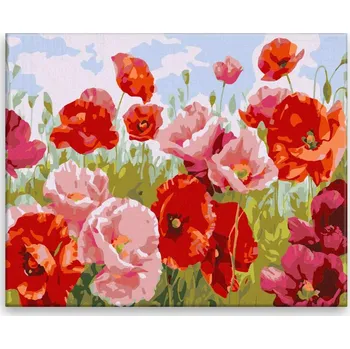 Dětské zboží Malování podle čísel - Louka vlčích máků - 50x40 cm, bez dřevěného rámu - CZ výroba