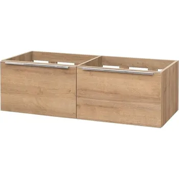 Koupelnový nábytek Mailo, koupelnová skříňka 121 cm, dub Riviera, úchytka: chrom CN528S