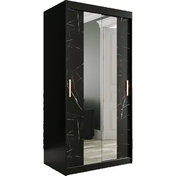 Šatní skříň Skříň MARMUR T1 100 černá/mramor černá