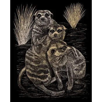 Výuková hračka Škrabací obrázek - Surikaty (zlaté)