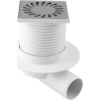 kanalizace Podlahová vpusť boční s přírubou PVB 100x100 PR/DN50, nerez