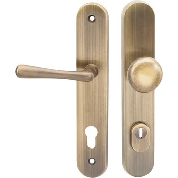 Dveřní kování COBRA ELEGANT OCHRANNÍ KOVANÍ S PŘEKRYTKOU Provedení: PZ LI (klika levá/koule), Povrch: OFS - bronz česaný, Rozteč: 92 mm