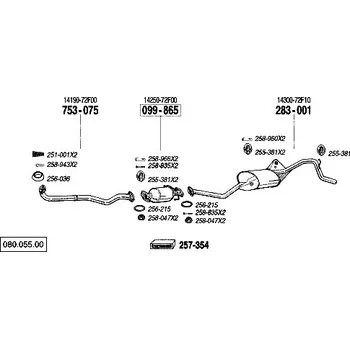 Katalyzátor katalyzátor výroba AS/BM Bosal 99-865A